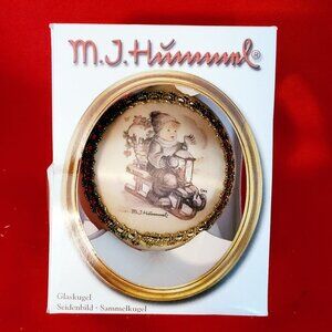 MJ Hummel 2006 Hansel & Gretel Winter Fun Glass Silk Bulb Christmas Ornament